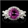 Image 2 : 2ct Sapphire & 0.80ct Diam Ring, 18K White Gold