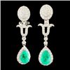 Image 2 : 18K Gold Emerald and Diam Earrings: 2.94ct & 1.93c