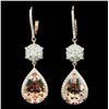 Image 2 : 14K Gold Morganite 7.51ct and Diam Earrings 7.51ct