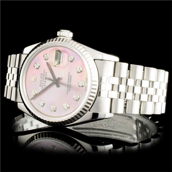 Diamond Rolex SS DateJust Watch