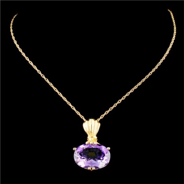 6.45ct Amethyst Pendant in 14K Gold