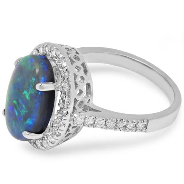 14K Gold Ring: 4.00ct Opal & 0.65ct Diamonds