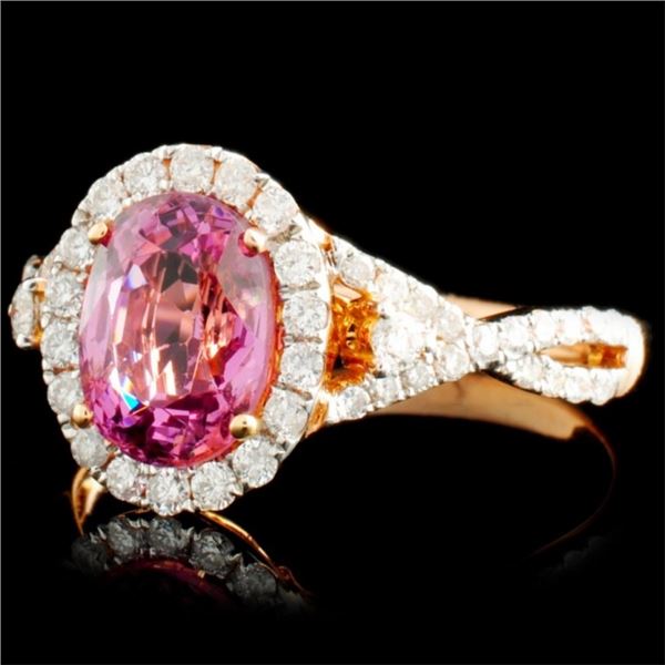 14K Gold Ring: 1.90ct Spinel & 0.42ctw Diamond