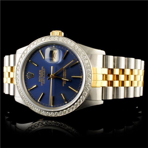 36mm Rolex DateJust Watch 1.35ct Diam 18K YG/SS