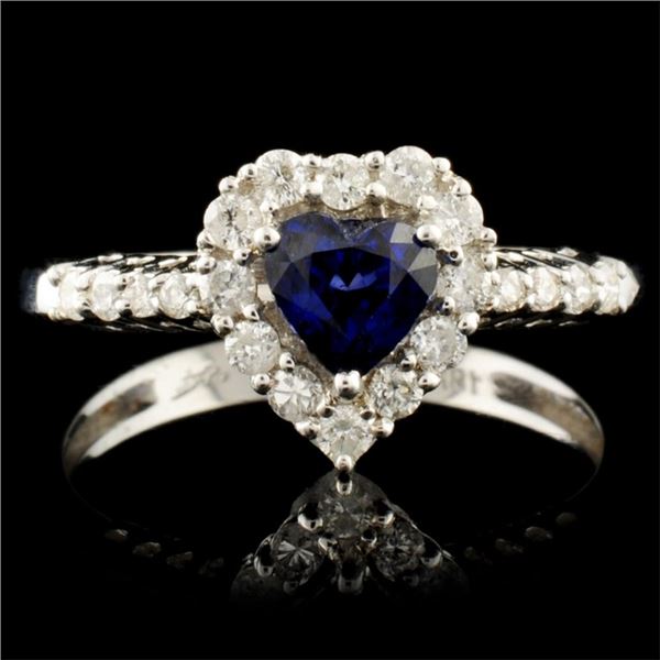 18K Gold 0.67ct Sapphire & 0.34ctw Diamond Ring