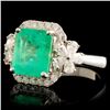Image 2 : 18K Gold 2.60ct Emerald & 0.77ctw Diamond Ring
