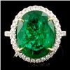 Image 1 : 14K Gold 7.80ct Emerald & 0.44ctw Diamond Ring