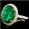 Image 2 : 14K Gold 7.80ct Emerald & 0.44ctw Diamond Ring