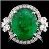 Image 1 : 18K White Gold 6.19ct Emerald & 0.82ct Diamond Rin