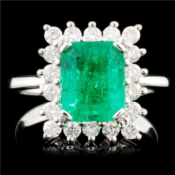 18K Gold 2.28ct Emerald & 0.57ctw Diamond Ring