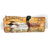 Image 1 : Winchester Welcome Lodge Wood 14" x 34" Sign, New