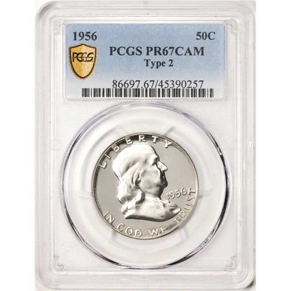 1956 Type 2 Proof Franklin Half Dollar Coin PCGS PR67CAM