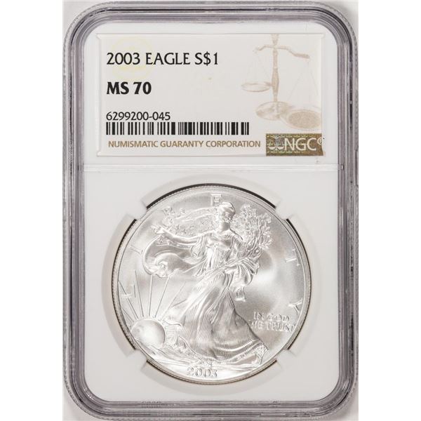 2003 $1 American Silver Eagle Coin NGC MS70