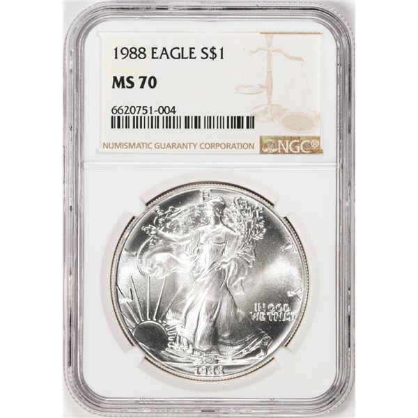 1988 $1 American Silver Eagle Coin NGC MS70