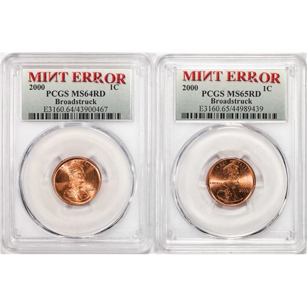 Lot of 2000 Lincoln Cent Memorial Coins Mint Error Broadstruck PCGS MS64/65RD