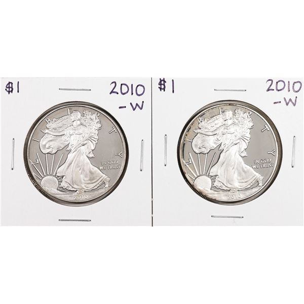 Lot of (2) 2010-W $1 Proof American Silver Eagle Coins