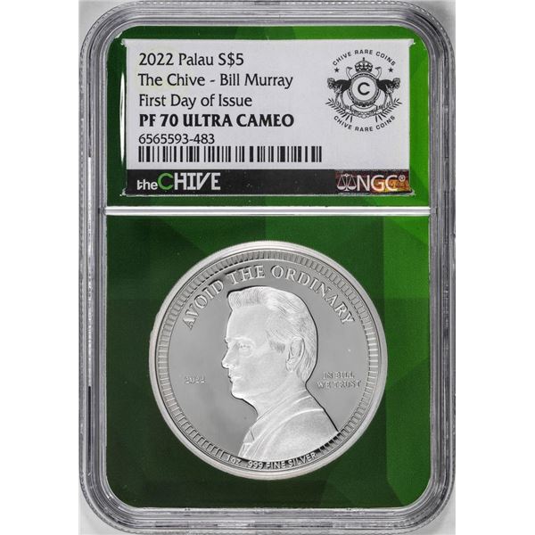 2022 Paulau $5 Proof The Chive Bill Murray Silver Coin NGC PF70 Ultra Cameo FDOI