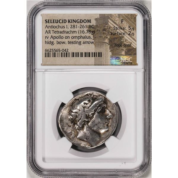 281-261 BC Seleucid Kingdom Antiochus I AR Tetradrachm Ancient Coin NGC F