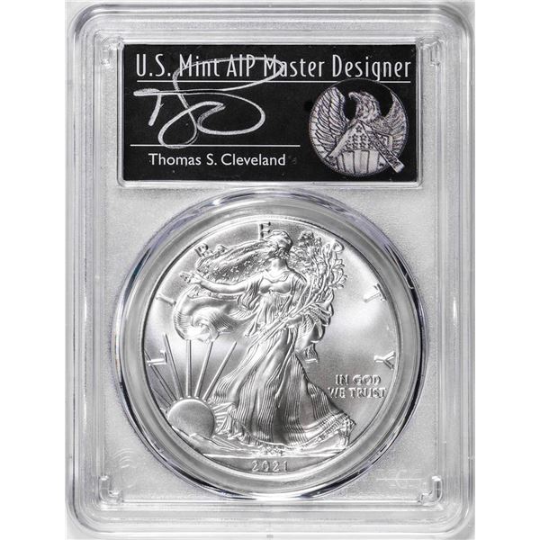 2021-(S) Ty. 1 $1 American Silver Eagle Coin PCGS MS70 Cleveland Signed San Francisco