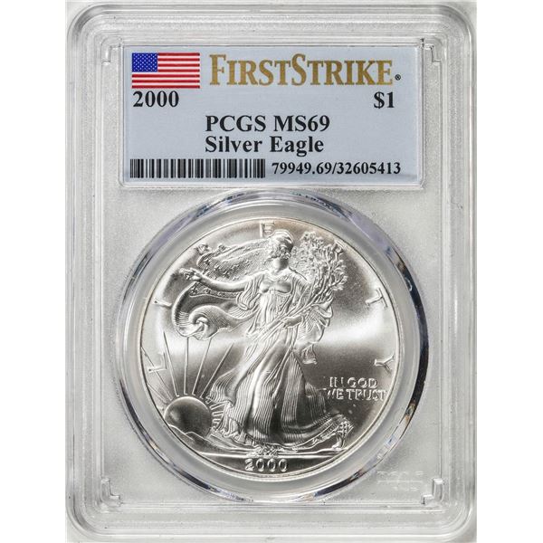 2000 $1 American Silver Eagle Coin PCGS MS69 First Strike