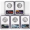 Image 2 : Lot of (5) 2021-Mo Mexico 1/4 oz Silver Libertad Coins NGC MS70