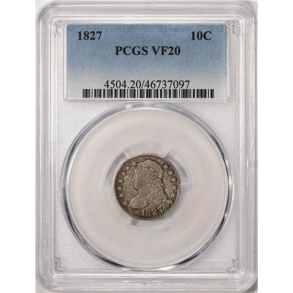 1827 Capped Bust Dime Coin PCGS VF20