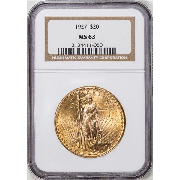 1927 $20 St. Gaudens Double Eagle Gold Coin NGC MS63