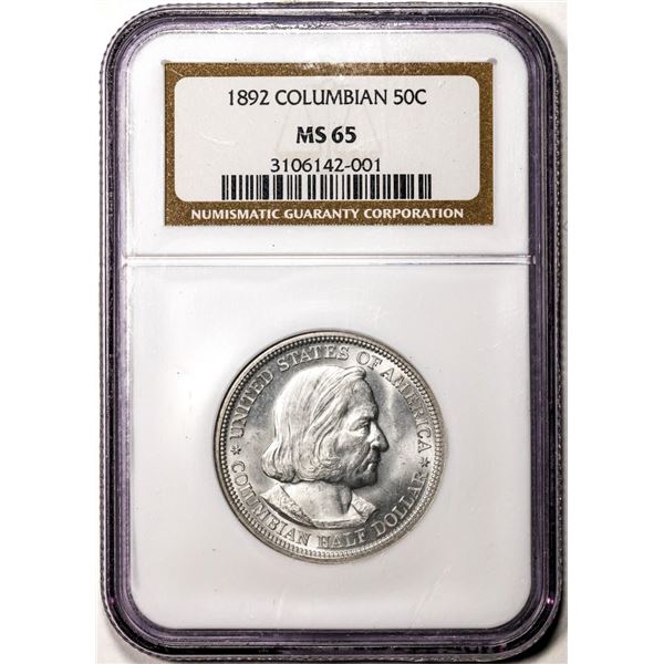 1892 Columbian Commemorative Half Dollar Coin NGC MS65 Blast White!