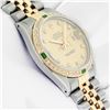 Image 4 : Rolex Mens Two Tone Champagne Emerald and Diamond Datejust Wristwatch