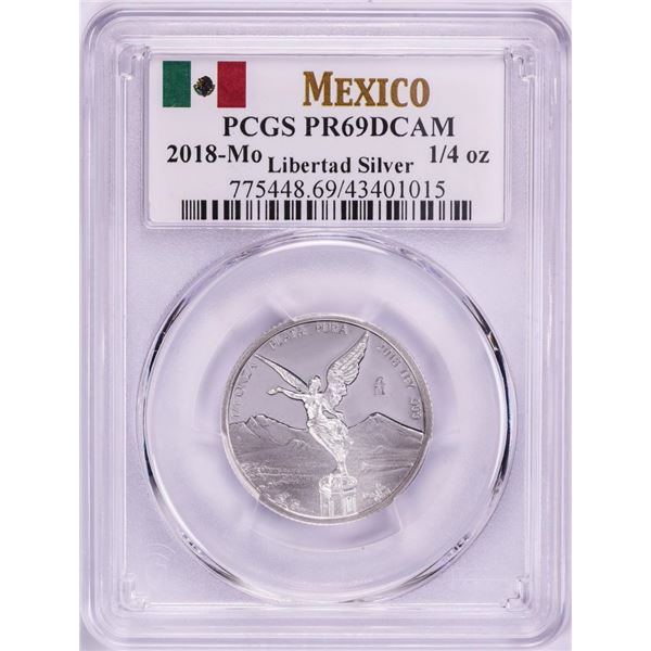 2018-Mo Mexico Proof 1/4 oz Silver Libertad Coin PCGS PR69DCAM