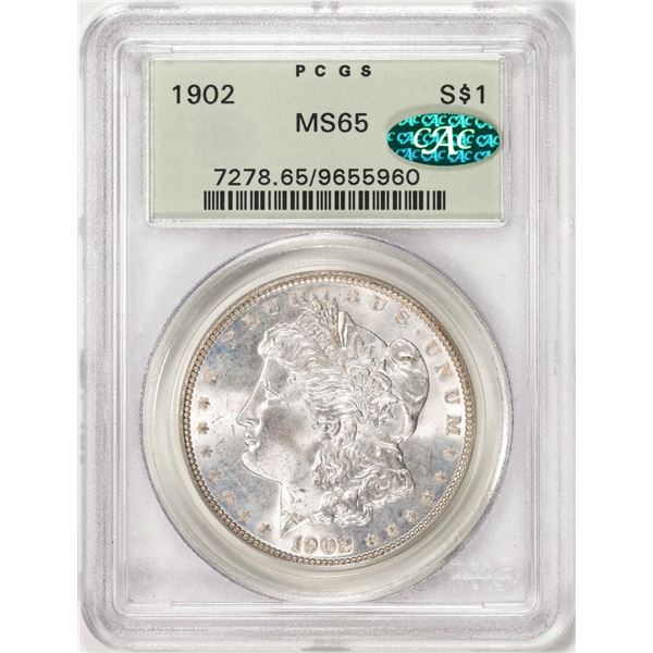 1902 $1 Morgan Silver Dollar Coin PCGS MS65 CAC Old Green Holder