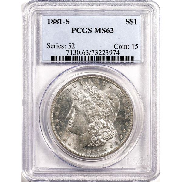 1881-S $1 Morgan Silver Dollar Coin PCGS MS63