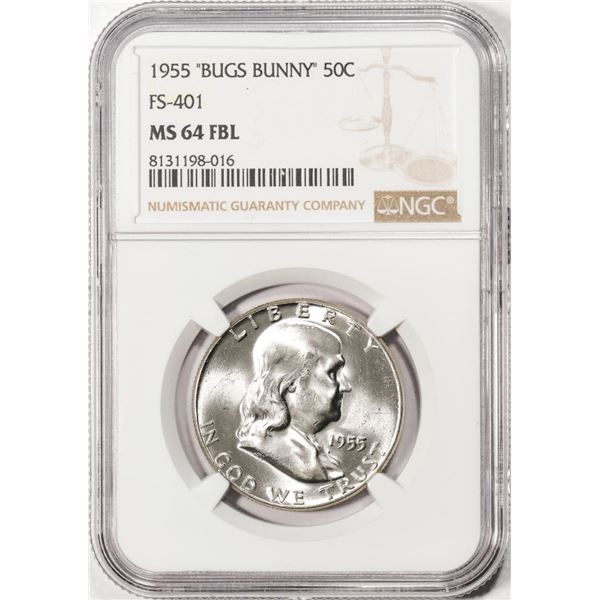 1955 "Bugs Bunny" FS-401 Franklin Half Dollar Coin NGC MS64FBL