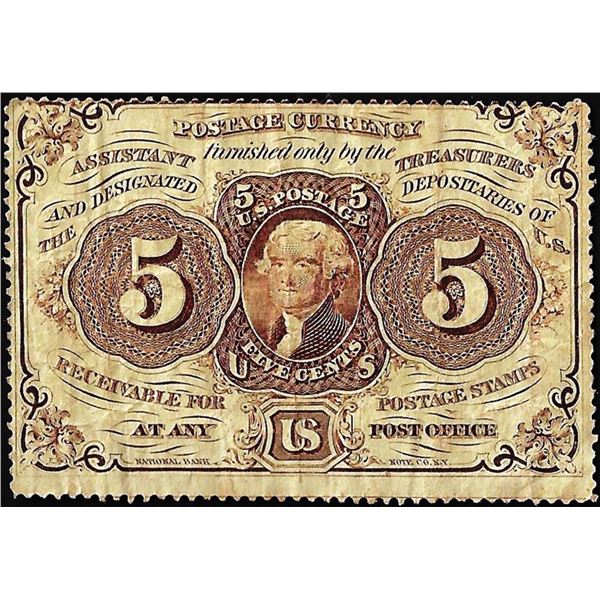 July 17, 1862 First Issue Five Cents Fractional Currency Note