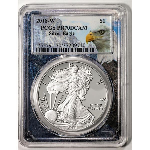 2018-W $1 Proof American Silver Eagle Coin PCGS PR70DCAM