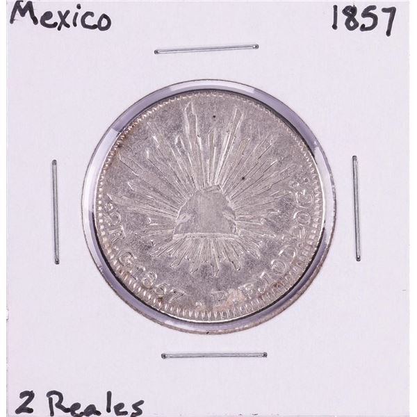 1857 Mexico 2 Reales Silver Coin