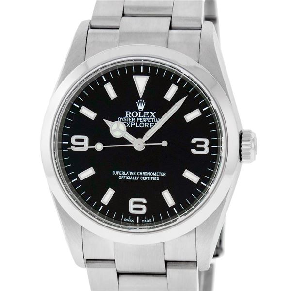 Rolex Mens Stainless Steel Explorer Wristwatch