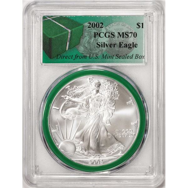 2002 $1 American Silver Eagle Coin PCGS MS70 Direct From U.S. Mint Sealed Box