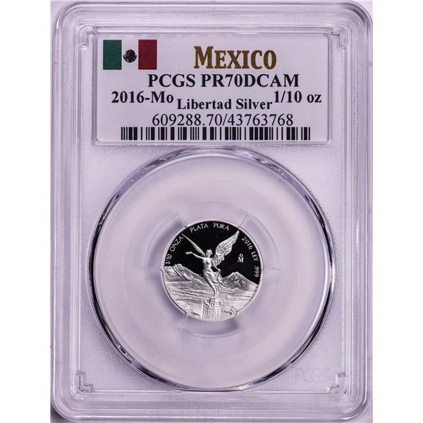 2016-Mo Mexico Proof 1/10 oz Silver Libertad Coin PCGS PR70DCAM