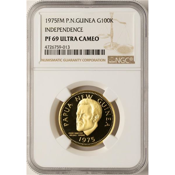 1975FM P.N. Guinea 100 K Independence NGC PF69 Ultra Cameo