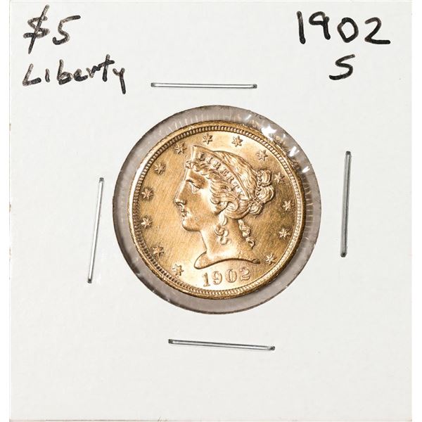 1902-S $5 Liberty Head Half Eagle Gold Coin