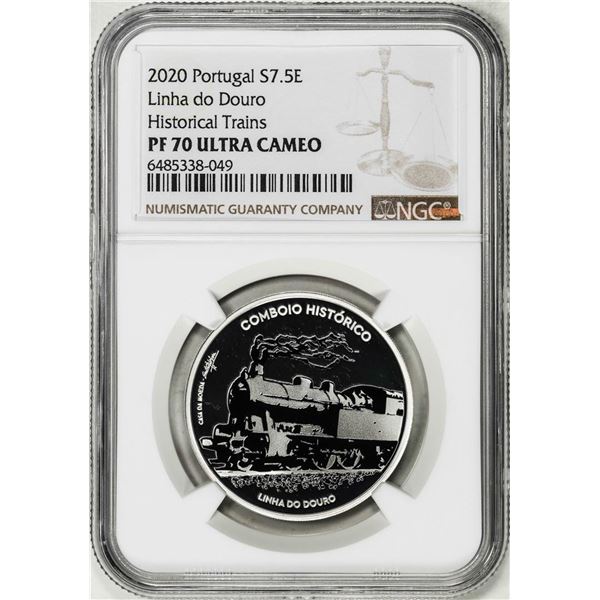 2020 Portugal 7.5 Euros Ibero Historic Train Proof Silver Coin NGC PF70 Ultra Cameo