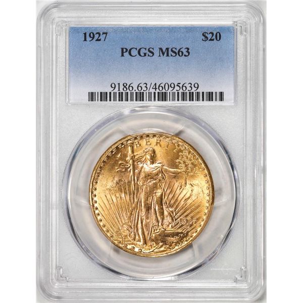 1927 $20 St. Gaudens Double Eagle Gold Coin PCGS MS63