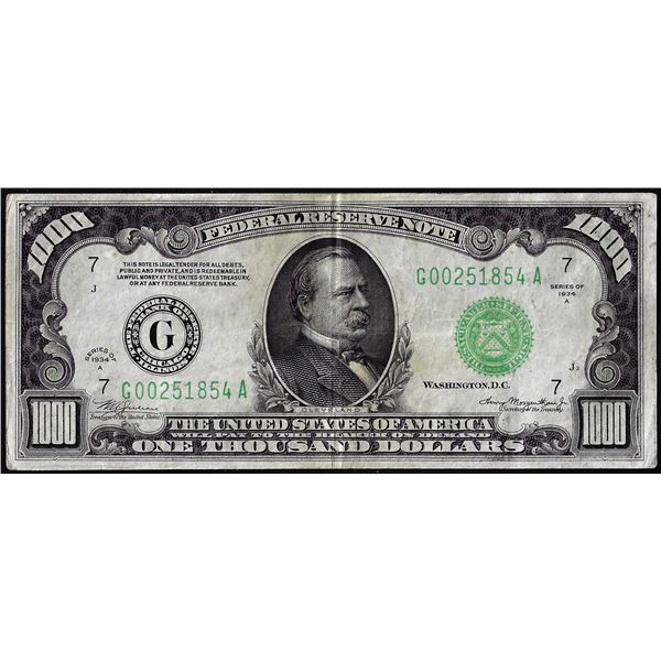 1934A $1,000 Federal Reserve Note Chicago