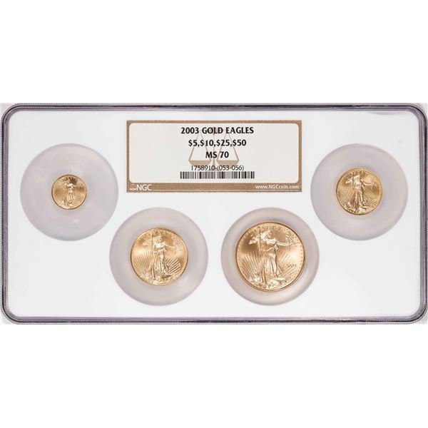 Set of (4) 2003 American Gold Eagle Coins NGC MS70