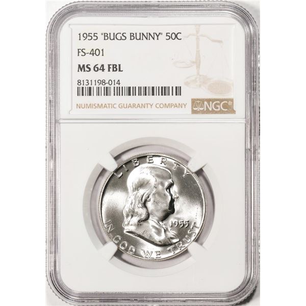 1955 "Bugs Bunny" FS-401 Franklin Half Dollar Coin NGC MS64FBL