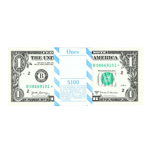 Pack of (100) Consecutive 2017A $1 Federal Reserve STAR Notes New York