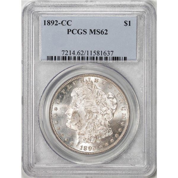 1892-CC $1 Morgan Silver Dollar Coin PCGS MS62