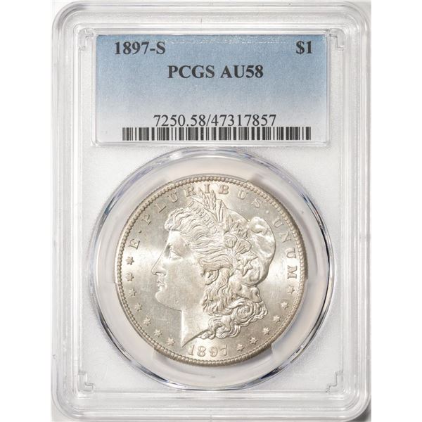 1897-S $1 Morgan Silver Dollar Coin PCGS AU58