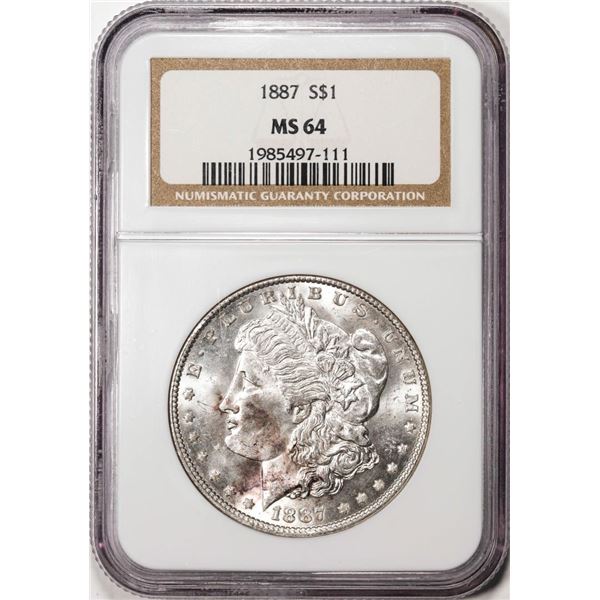 1887 $1 Morgan Silver Dollar Coin NGC MS64